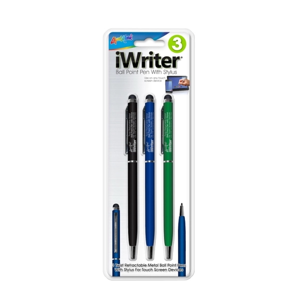 3 Pack iWriter Metal Ball Point Pen with Stylus