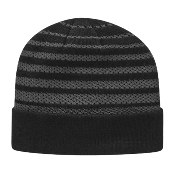 Mesh Knit Beanie with Cuff - Image 2