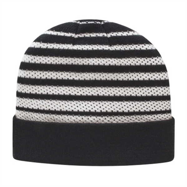 Mesh Knit Beanie with Cuff - Image 3