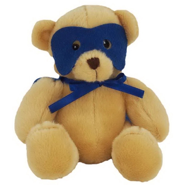 6" Super Hero Bear with Blue Mask and Cape