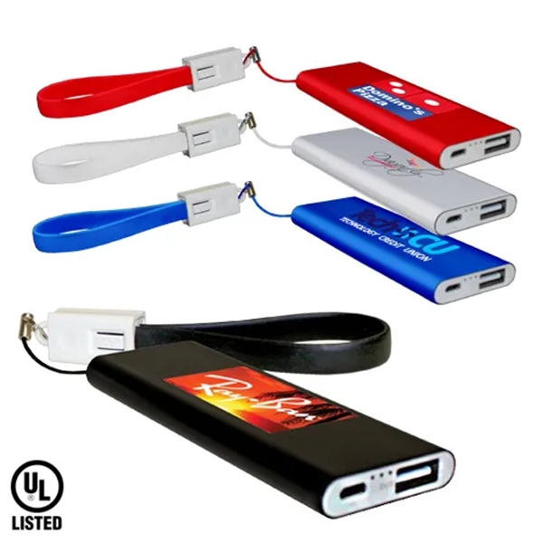 Flat Power Bank With Cable, Full Color Digital - Image 1