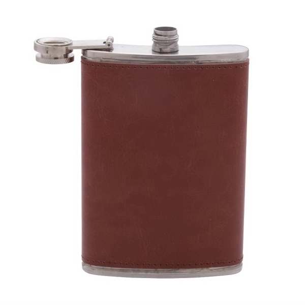 Leatherette 8 oz Flask - Image 4
