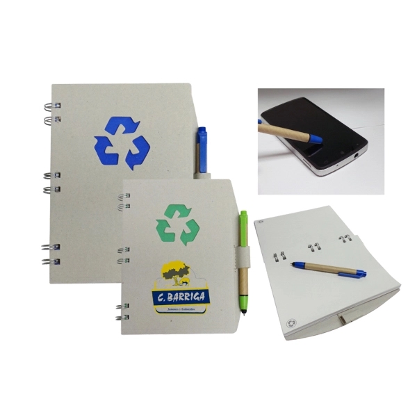 Recycled Color Notebook with Recycled Paper Stylus Pen - Image 1
