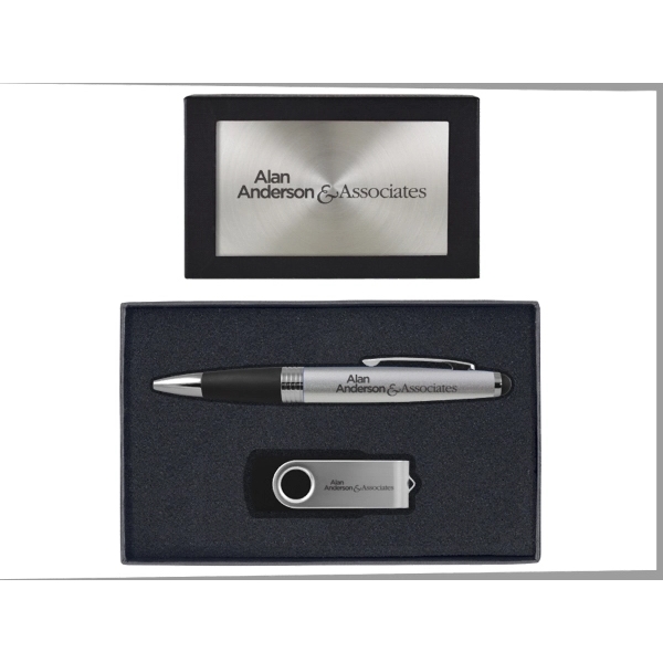 Torpedo Ballpoint Pen and 8GB Swivel USB Gift Set - Image 2
