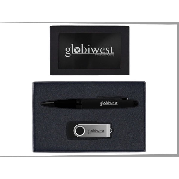 Torpedo Ballpoint Pen and 8GB Swivel USB Gift Set - Image 3