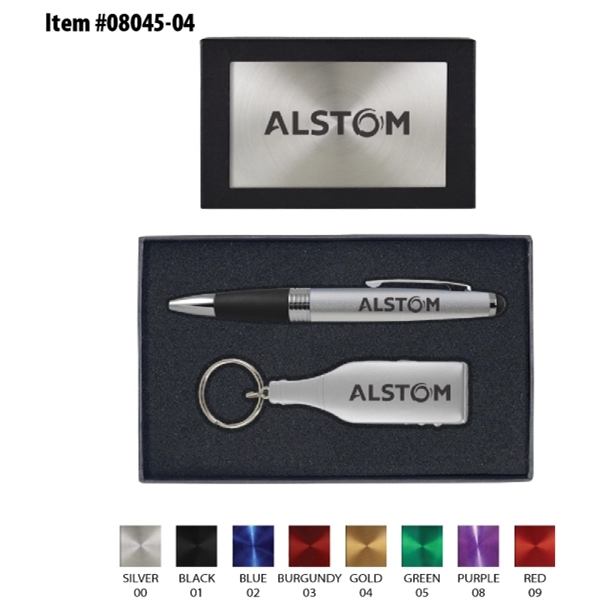 Torpedo Ballpoint Pen and Wine Opener Keytag Gift Set - Image 1