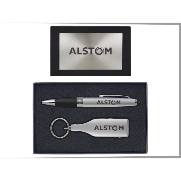 Torpedo Ballpoint Pen and Wine Opener Keytag Gift Set - Image 2