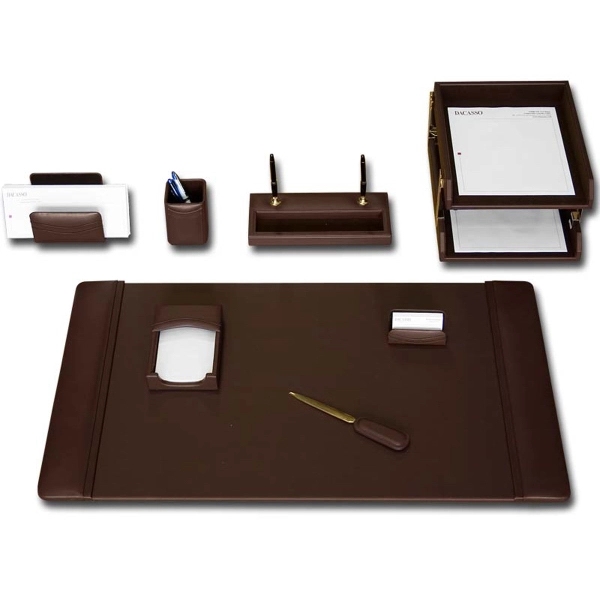 10-Piece Classic Black Leather Desk Set