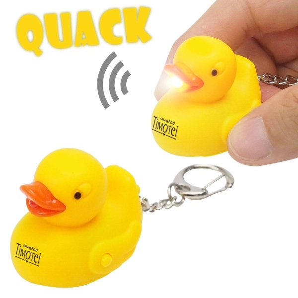 Plastic rubber duckie LED light keychain - Image 1