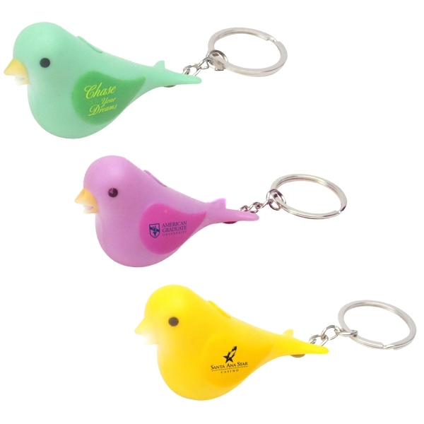 Plastic chirping bird LED light keychain - Image 2