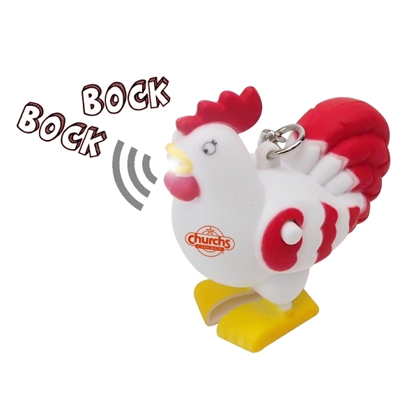 Plastic crowing rooster LED light keychain - Image 1
