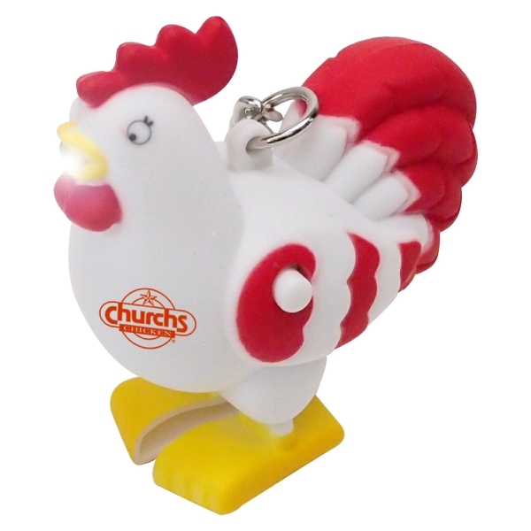 Plastic crowing rooster LED light keychain - Image 2