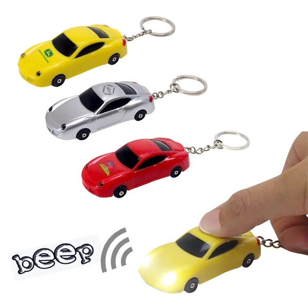 Miniature plastic toy sports car LED light keychain - Image 2