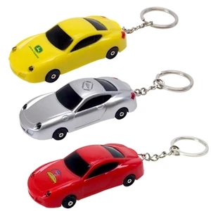 Miniature plastic toy sports car LED light keychain