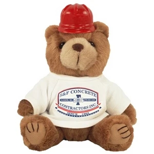 8" Construction Bear with full color imprint