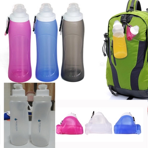 Foldable silicone water bottle with carabiner
