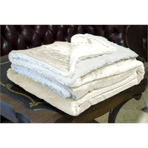 CREAM MINK SHERPA BLANKET WITH EMBROIDERY