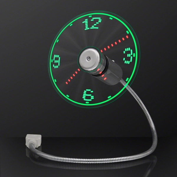 USB Powered LED Light Clock Desk Fan - Image 1