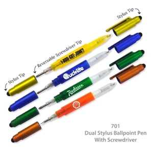 Dual Stylus Ballpoint Pens - Screwdriver Tip Pen