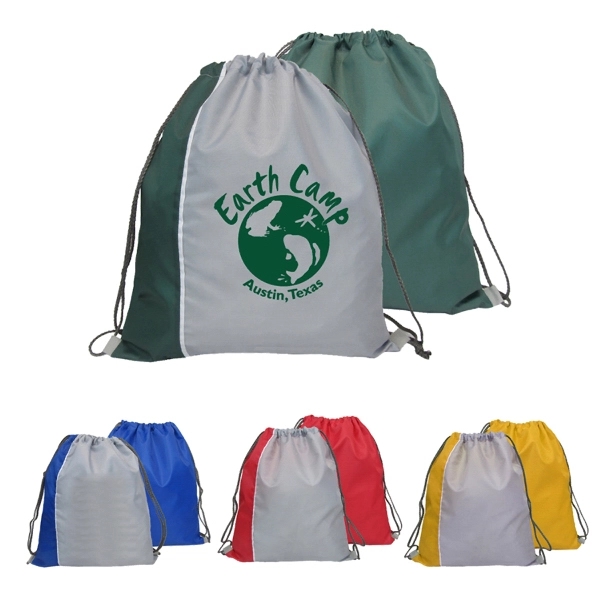 210 Denier Polyester Two Tone Drawstring Backpack - Image 1