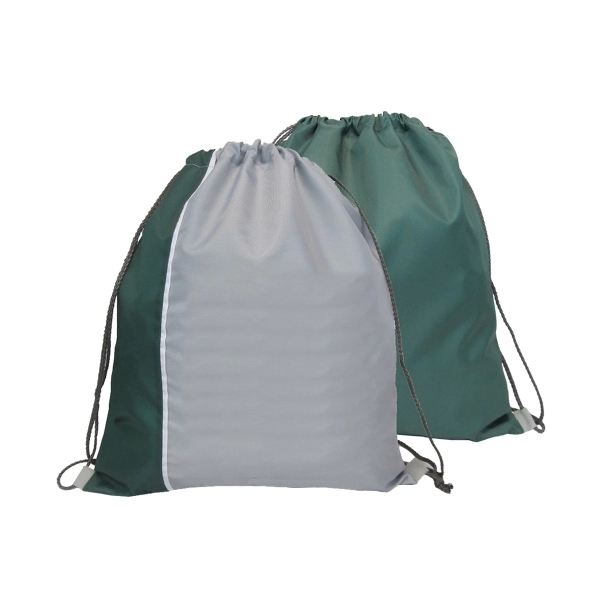 210 Denier Polyester Two Tone Drawstring Backpack - Image 3
