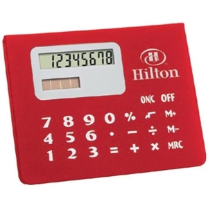 Solar powered calculator with memo pads and flags