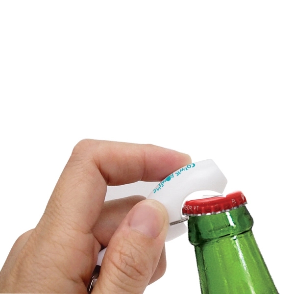 Plastic Bowling Pin Bottle Opener Keychain - Image 4