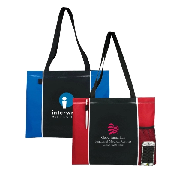 Deluxe Poly Color Block Tote Bag - Image 1