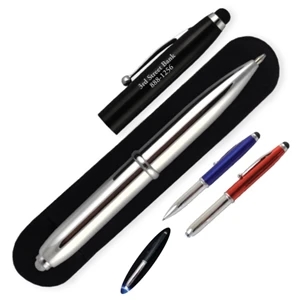 Three-In-One Stylus, Flashlight and Ballpoint Pen