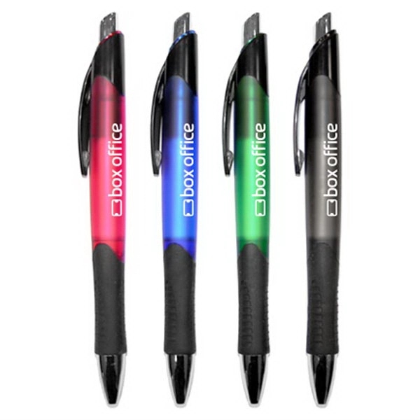Translucent "Wave" Click Pen with Black Grips