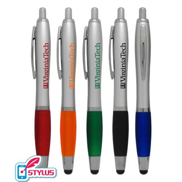Union Printed, "Rio Retractable" Stylus Pen with Rubber Grip