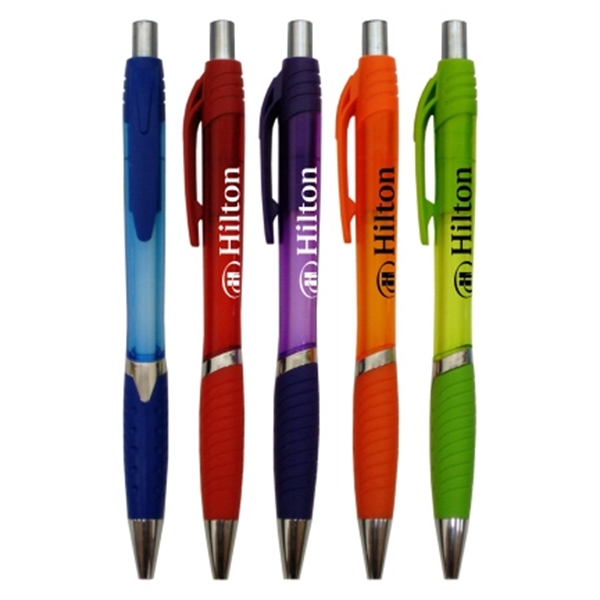 Translucent "Lucky" Clicker Pen with Colored Grip
