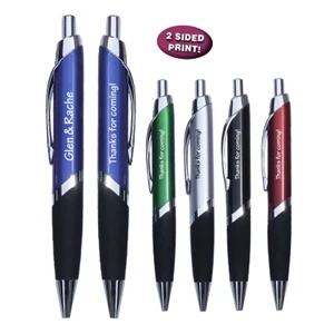 Union Printed, Metal Look "2 Sided" Click Pen w/ Grip
