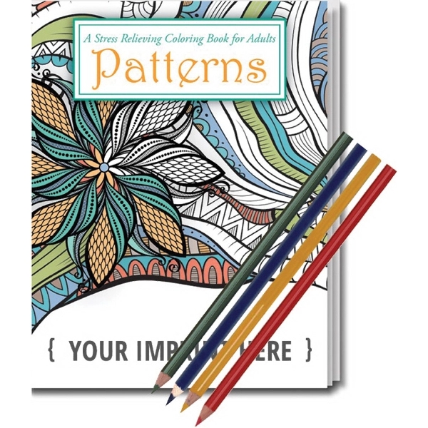 Relax Pack-Patterns Coloring Book - Adults + Colored Pencils - Image 2