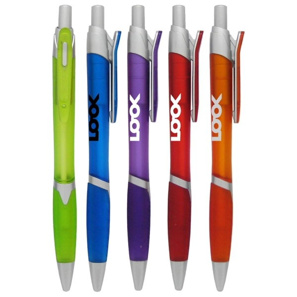 Union Printed, Frosted Colored "Elect" Click Pen with Grip