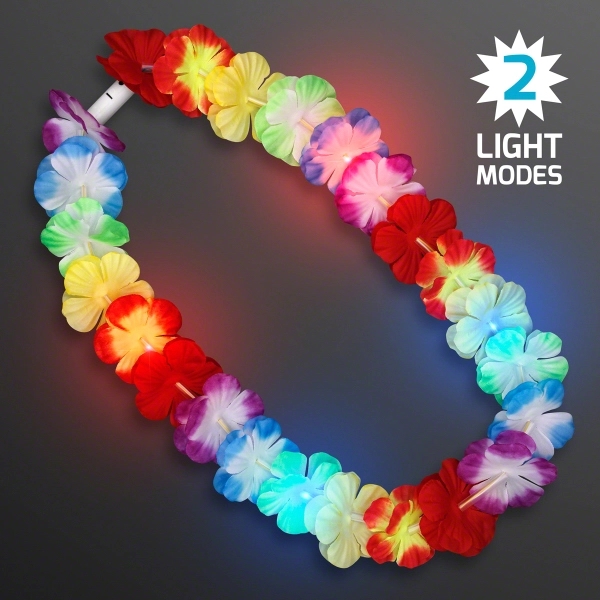 LED Rainbow Flower Lei Party Necklaces - Image 2