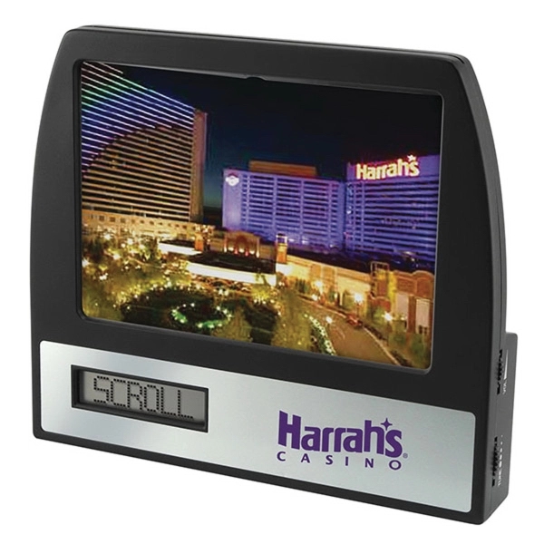 AM/FM Radio Clock Photo Frame with Scrolling Message - Image 1