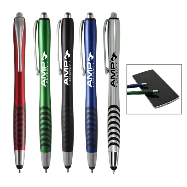Plastic wavy grip stylus pen - Image 1