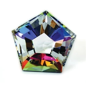 Rainbow Faceted Pentagon Paperweight