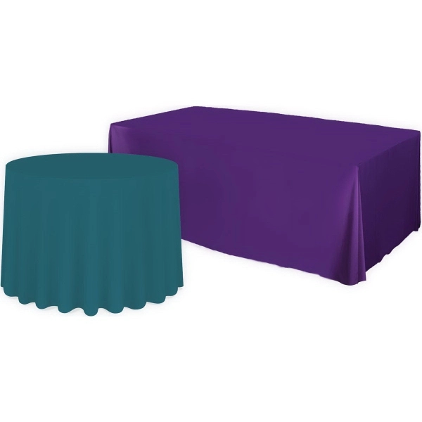 Blank Polyester Table Covers, 132" Draped Round