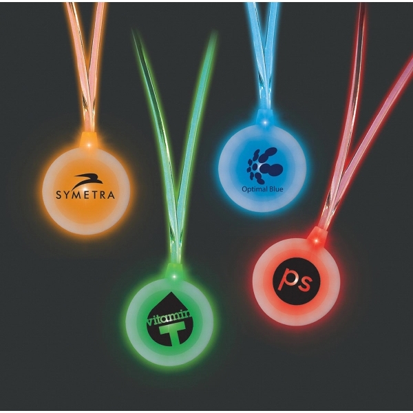 Dual LED Lighted Necklace -- Illuminated Charm and Lanyard - Image 1