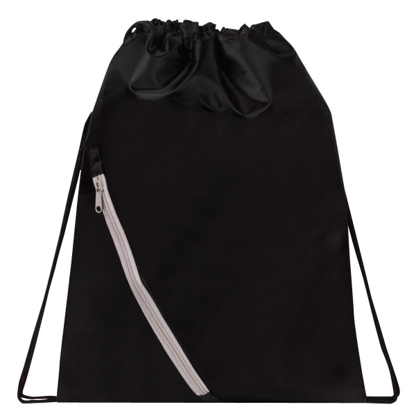 Zipper Pocket Drawstring Backpack - Image 4