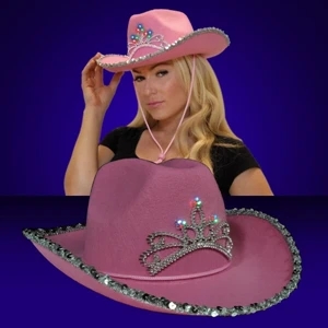 Light Up Country Western Pink Cowgirl Hat