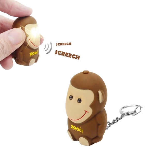 Monkey Animal LED Light Sound Keychain - Image 1