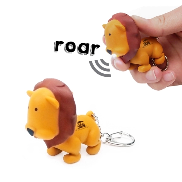 Lion Animal LED Light Sound Keychain - Image 1