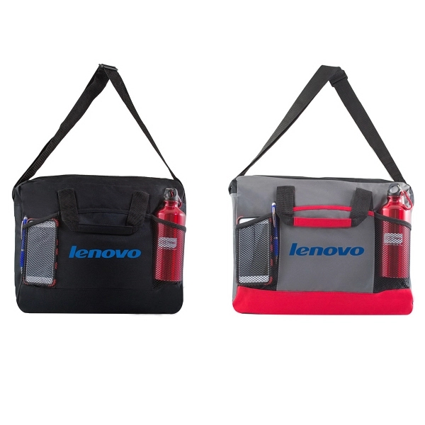 Adjustable strap briefcase with side mesh pockets - Image 1