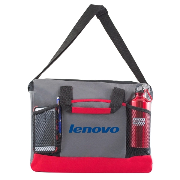 Adjustable strap briefcase with side mesh pockets - Image 3