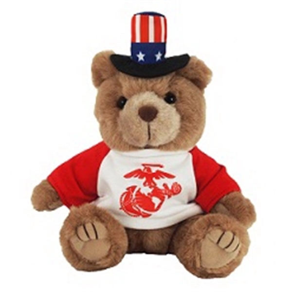 8" Uncle Sam Bear with one color imprint