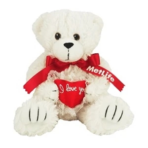 8" I Love You Bear with ribbon and one color imprint