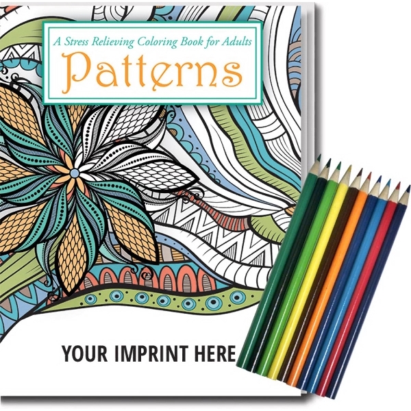 Relax Pack-Patterns Coloring Book - Adults + Colored Pencils - Image 1